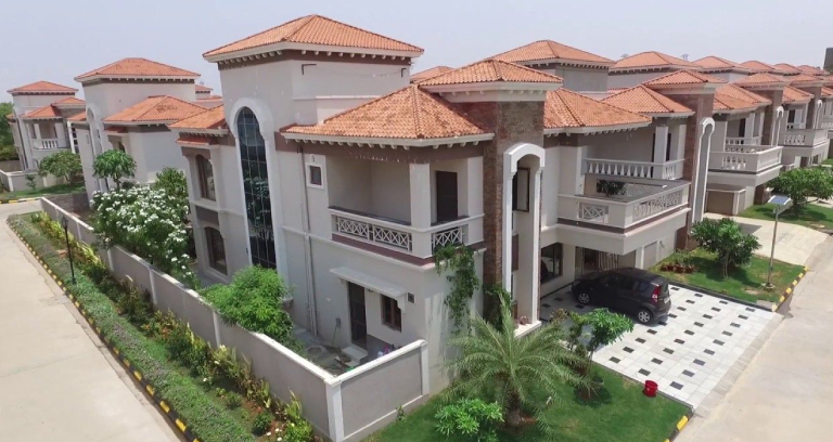 Houses inside a gated community.